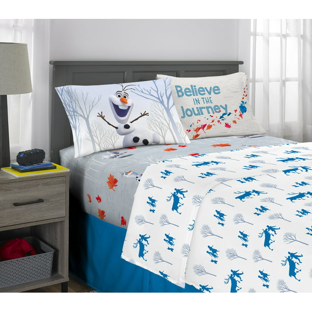 Fitted, Flat, 2 Pillowcases Disney Frozen Olaf 4 Piece Sheet Set Size Full